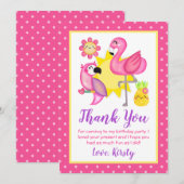 Carte De Remerciements Flamingo Tropical et Anniversaire de Perroquet d'É (Devant / Derrière)
