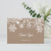Carte De Remerciements Flammes de neige blanches et kraft Noël Mariage d' (Debout devant)