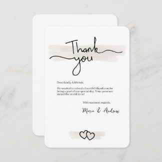 Carte De Remerciements Flat Minimalistic Thank You Card With Hearts