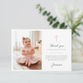Carte De Remerciements Flat Thank You Card Pink Bow With Photo (Debout devant)