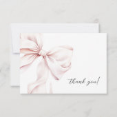 Carte De Remerciements Flat Thank You Card Pink Bow With Photo (Dos)