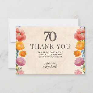 Carte De Remerciements Fleur 70e anniversaire – Conception élégante de ja
