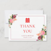 Carte De Remerciements Fleur aquarelle double bonheur mariage (Devant)