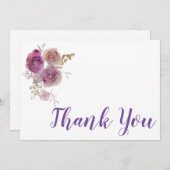 Carte De Remerciements Fleur aquarelle Grâce (Devant / Derrière)