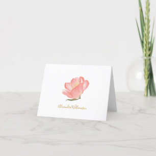 Carte De Remerciements Fleur aquarelle rose minimaliste personnalisée 
