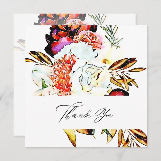 Carte De Remerciements *~* Fleur AR15 - QR PHOTO Elégant Mariage d'art (Devant / Derrière)