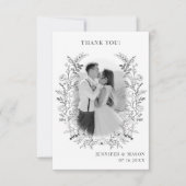 Carte De Remerciements Fleur blanche noire couronne boho chic Mariage Pho (Devant)
