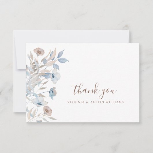 Carte De Remerciements Fleur Bleue (Devant)