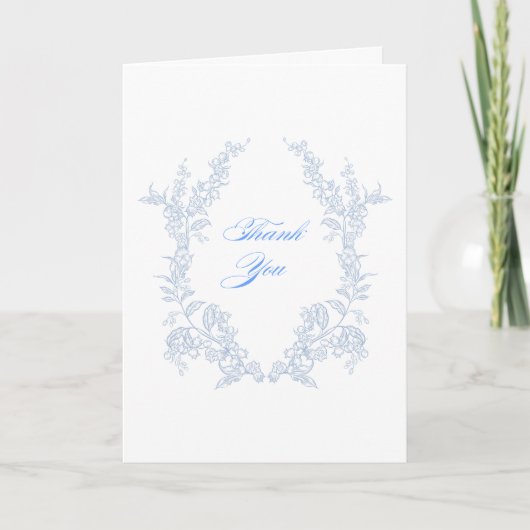 Carte De Remerciements Fleur Bleue (Devant)