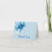 Carte De Remerciements Fleur Bleue Élégante (Devant)