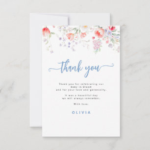 Carte De Remerciements Fleur bleue sauvage garçon bébé floral en fleurs d