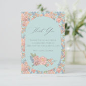 Carte De Remerciements Fleur chic rose et bleu shabby (Debout devant)