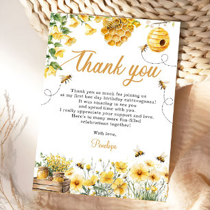 Carte De Remerciements Fleur d'abeille jaune Anniversaire