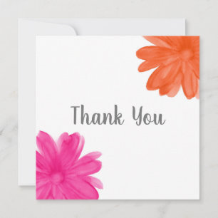 Carte De Remerciements Fleur d'aquarelle rose chaud