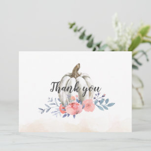 Carte De Remerciements Fleur d'automne à l'aquarelle de citrouille