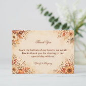 Carte De Remerciements Fleur d'Automne Chaud (Debout devant)