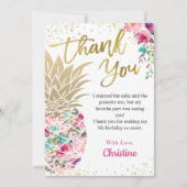 Carte De Remerciements Fleur de Ananas Or Rose Tropical (Devant)