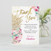 Carte De Remerciements Fleur de Ananas Or Rose Tropical (Debout devant)