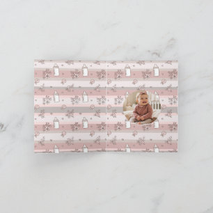 Carte De Remerciements Fleur de bébé fille rose poussiéreuse Photo
