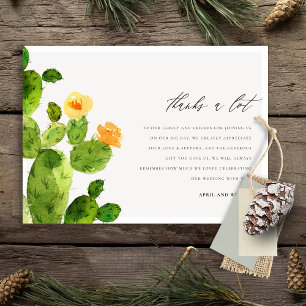 CARTE DE REMERCIEMENTS FLEUR DE CACTUS DU DÉSERT À L'AQUARELLE VERTE MERC