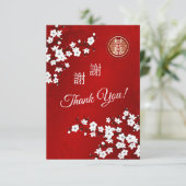 Carte De Remerciements Fleur de cerisier du Mariage chinois (Debout devant)