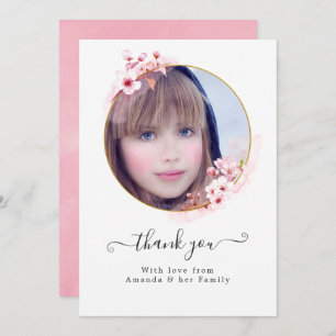 Carte De Remerciements Fleur de cerisier rose