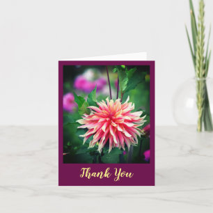 Carte De Remerciements Fleur de dahlia orange et rose