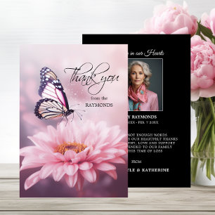 Carte De Remerciements Fleur de Daisy rose papillon Sympathie Funérailles
