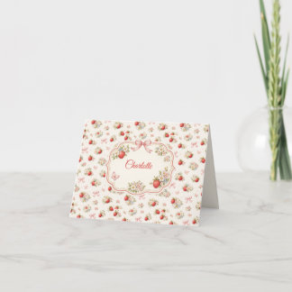Carte De Remerciements Fleur de fraise vintage sans couture cottagecore