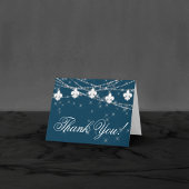 Carte De Remerciements Fleur de Lis Lumières Bleues Marine | Rustic Chic 