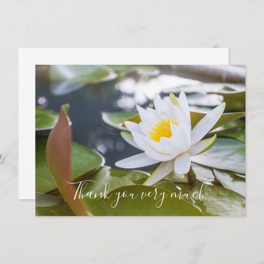 Carte De Remerciements Fleur de lotus blanc dans l'étang (Devant / Derrière)