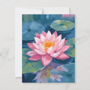 Carte De Remerciements Fleur de Lotus Nénuphar Aquarelle