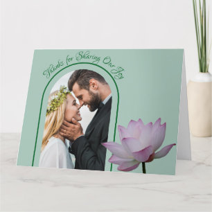 Carte De Remerciements Fleur de Lotus rose et Mariage vert