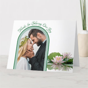 Carte De Remerciements Fleur de Lotus rose et Mariage vert