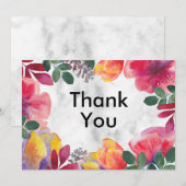 Carte De Remerciements Fleur de marbre blanc (Devant / Derrière)