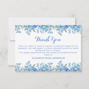 Carte De Remerciements Fleur de Ne M'oubliez Pas Mémorial Funéraire Éléga
