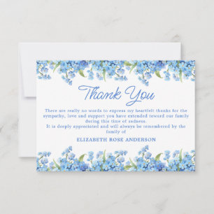 Carte De Remerciements Fleur de Ne m'oubliez pas Sympathie Floral Mémoria