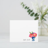 Carte De Remerciements Fleur de pivoine à l'aquarelle dans un vase (Debout devant)