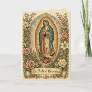 Carte De Remerciements Fleur de prière catholique Mary Guadalupe