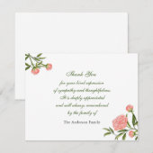 Carte De Remerciements Fleur de tourbe d'aquarelle rose (Devant / Derrière)