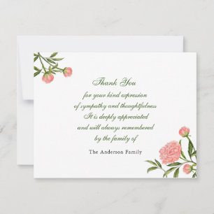 Carte De Remerciements Fleur de tourbe d'aquarelle rose