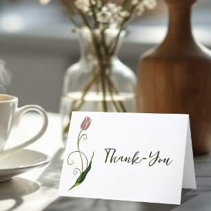 Carte De Remerciements Fleur de tulipe rose