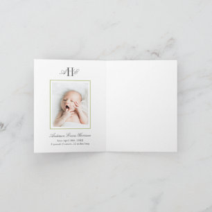 Carte De Remerciements Fleur d'hortensia verte Baby Shower Photo de bébé