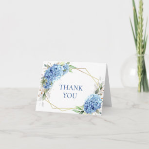 Carte De Remerciements Fleur d'hydrangea bleue à l'aquarelle élégante et