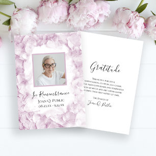 Carte De Remerciements Fleur d'Hydrangée rose Aquarelle Sympathie funérai