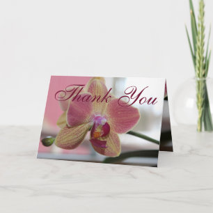 Carte De Remerciements Fleur d'orchidée rose et bordeaux