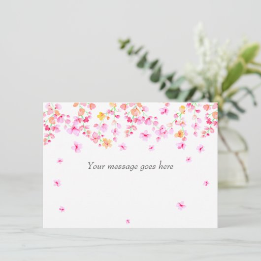 Carte De Remerciements Fleur Élégante Votre Message (Debout devant)