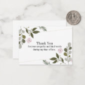 Carte de remerciements Fleur Et Feuille De Bib (Devant/Arrière en situation)