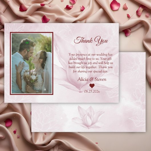 Carte De Remerciements Fleur Ethereal Magnolia, Mariage