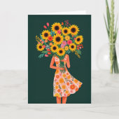 Carte De Remerciements Fleur fille colorée (Devant)